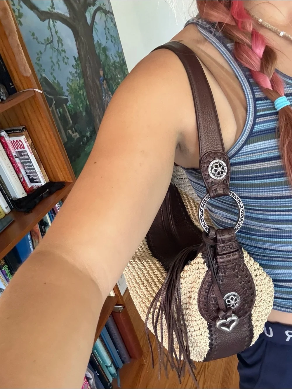 Brighton raffia woven purse